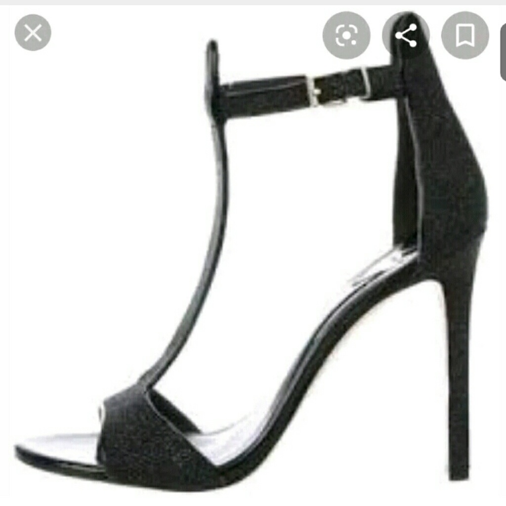 Black glitter B Brian Atwood T-strap Sandals 8